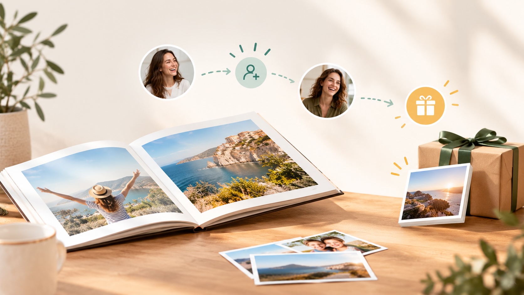 Deux amies partagent leurs souvenirs autour d’un album photo